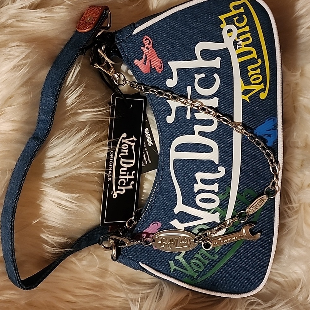 Iconic Von Dutch Y2K Denim Shoulder Bag 🔥 #Y2KFashion #VonDutch #DenimBag
